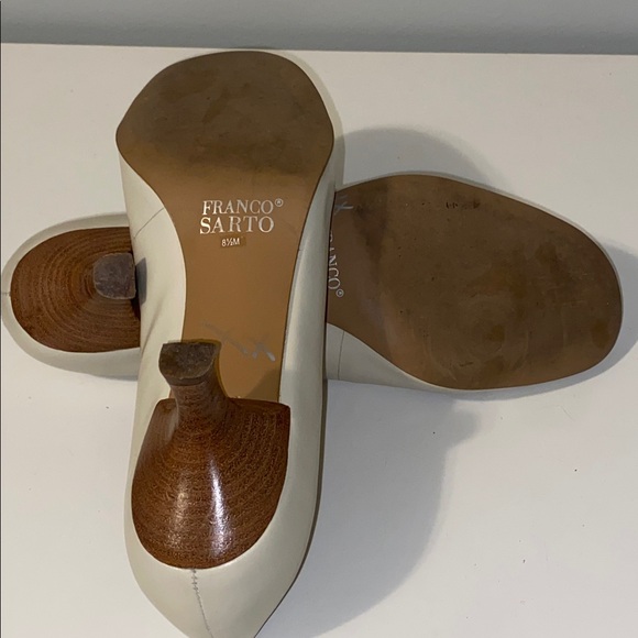 Franco Sarto Leather Round Toe Kitten Heel Pumps 8 1/2 Cream - Picture 8 of 10